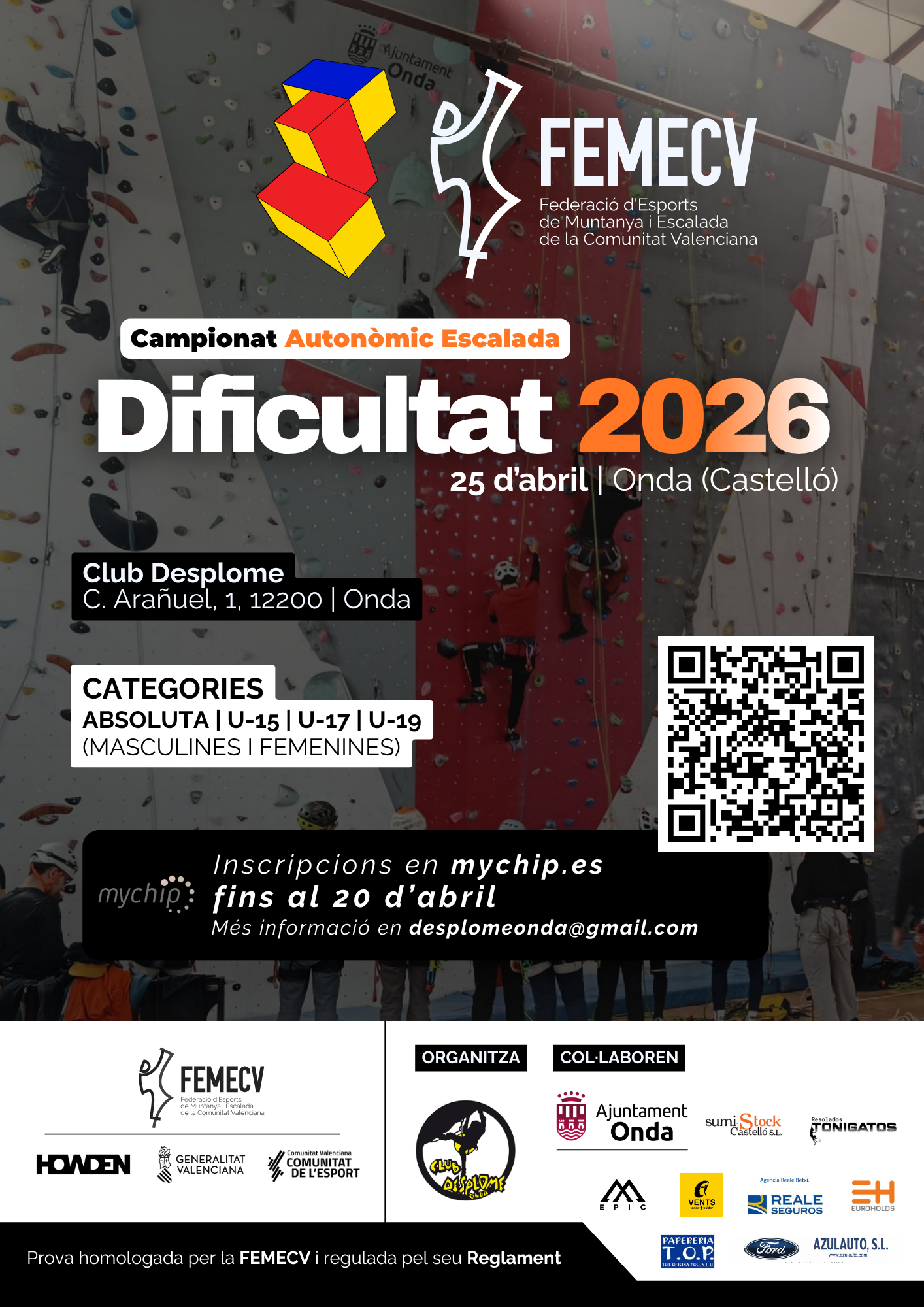 Campeonato Autonómico de Escalada de dificultad, Femecv 26, Onda