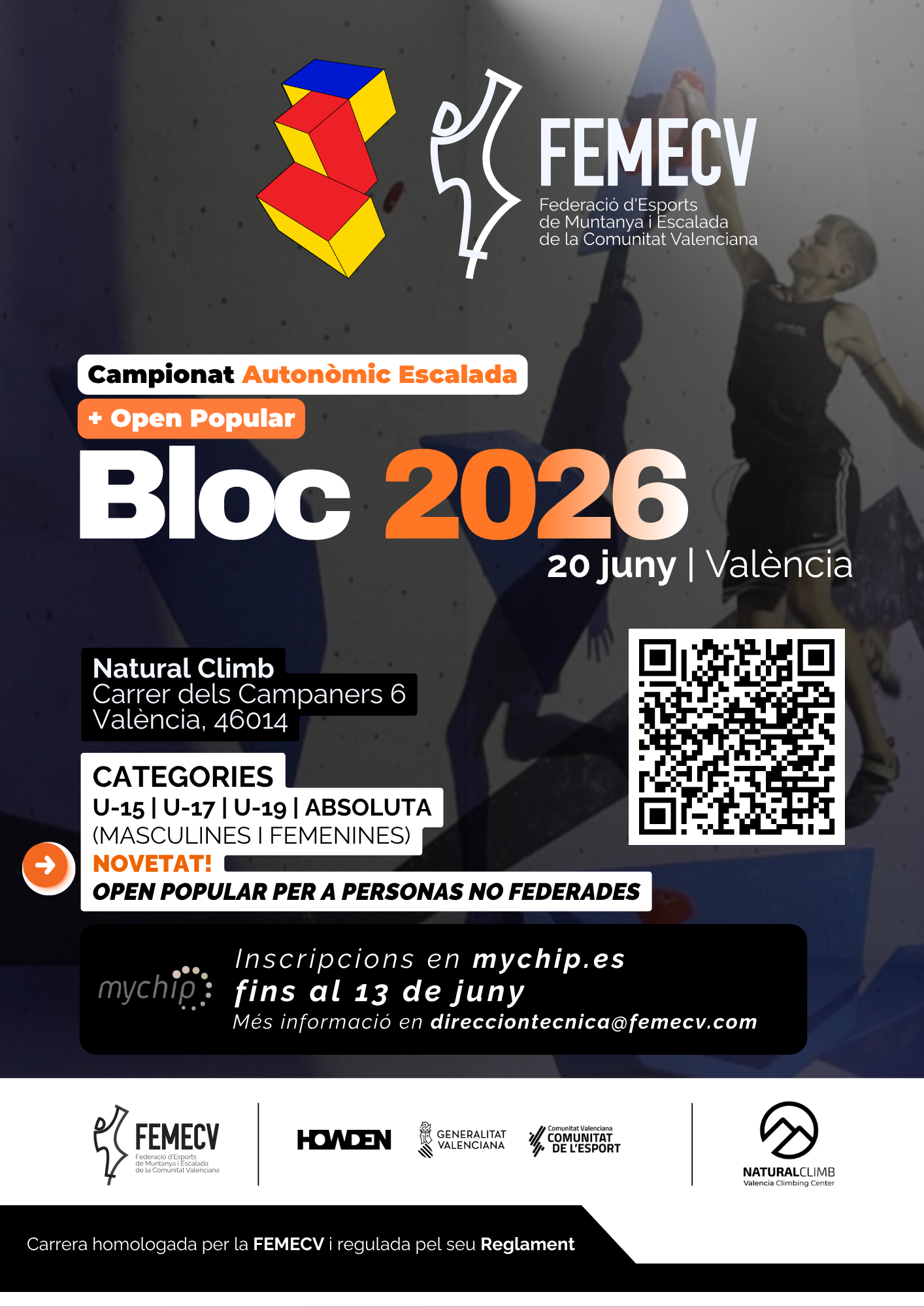 Campeonato Autonómico de Escalada en bloque, FEMECV 2026, Valencia